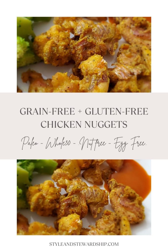Picture of golden gluten and grain free chicken nuggets style and stewardship