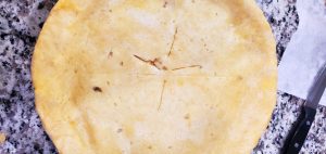 Slits cut into the top of a pie